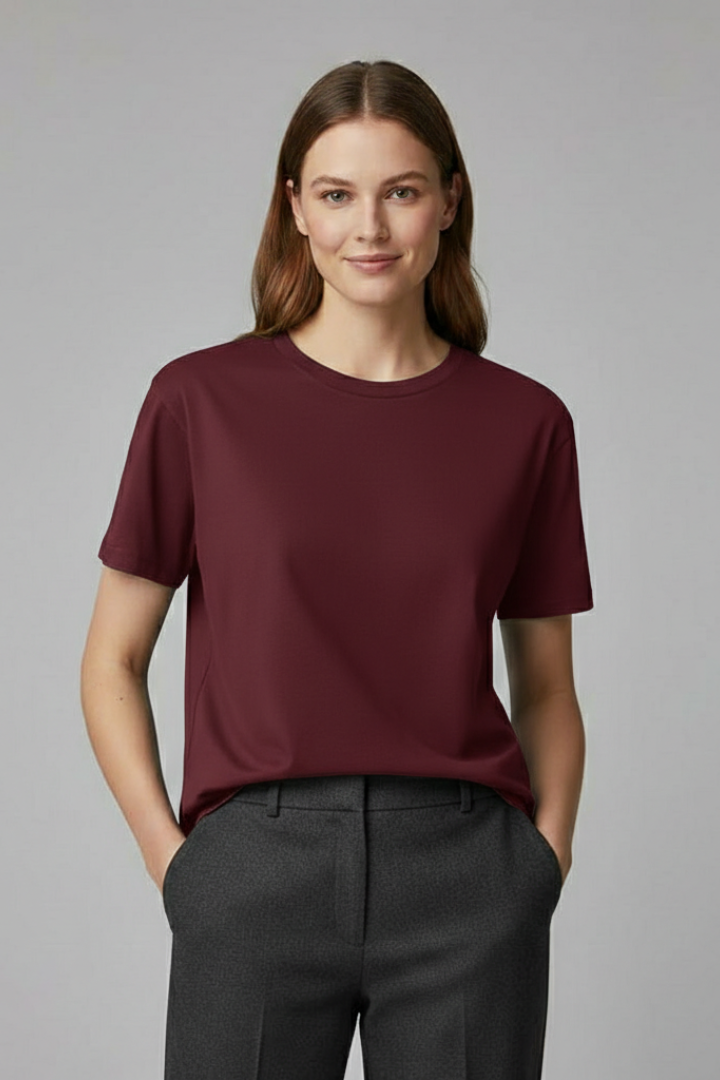 Women’s T-shirt with Round Neckline and Oversized Cut