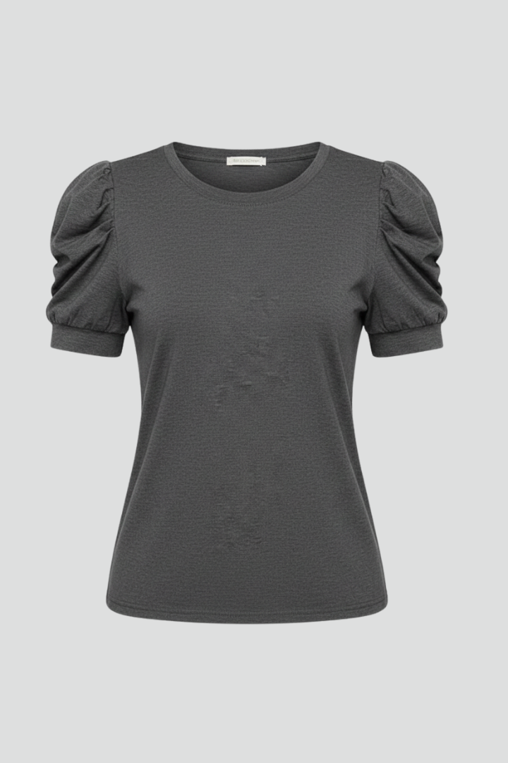 Women’s T-shirt with V Neckline and Puff Sleeves