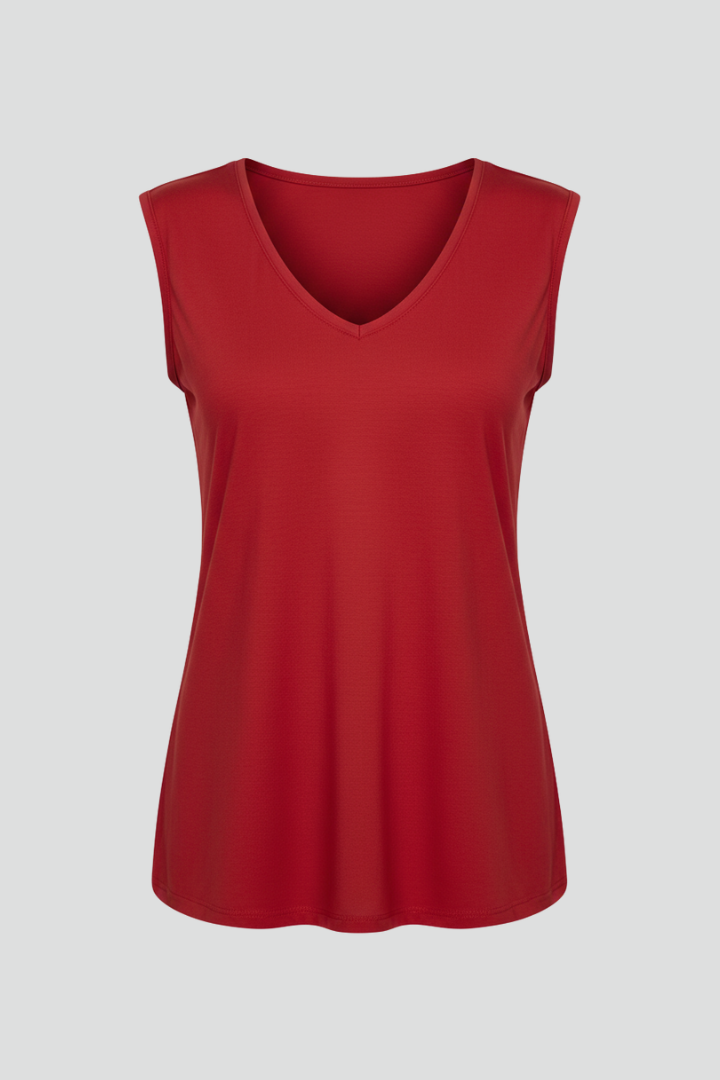 Women’s T-shirt with V Neckline and Sleeveless Cut