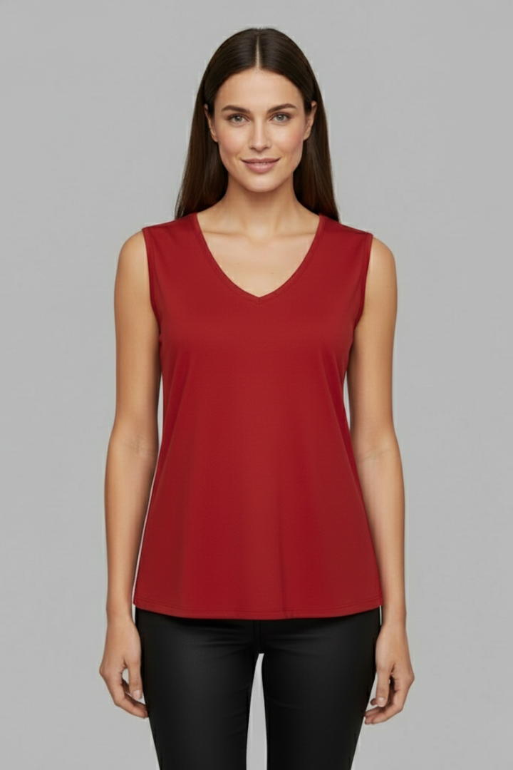 Women’s T-shirt with V Neckline and Sleeveless Cut