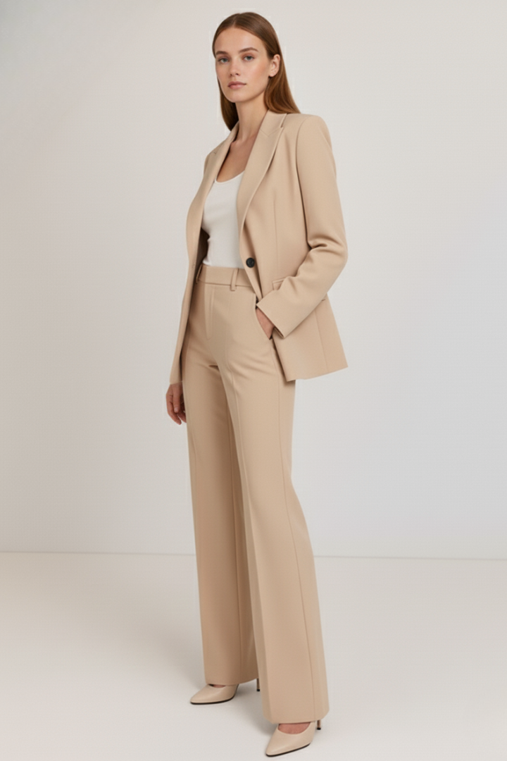 Women's Tailored Two-Piece Pantsuit Set with Blazer and Trousers