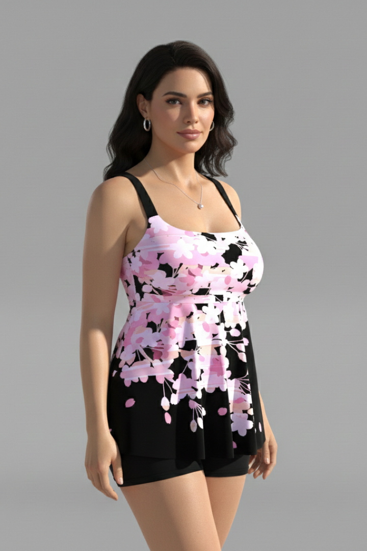Women’s Tankini Set with Printed Top and Shorts