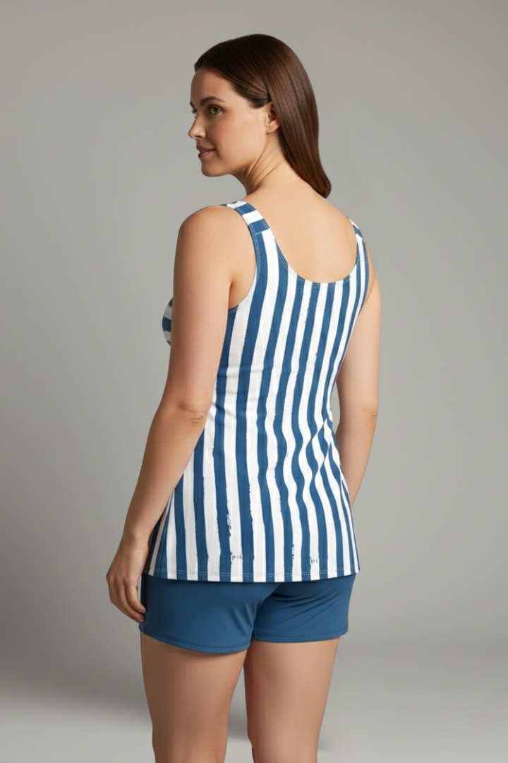 Women’s Tankini Set with V-Neck and Pocket Shorts