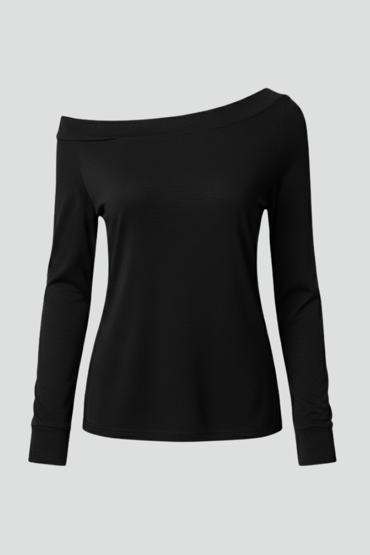Women’s Top with Off-Shoulder Neckline and Long Sleeves