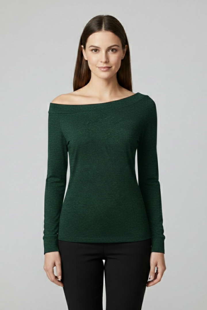 Women’s Top with Off-Shoulder Neckline and Long Sleeves