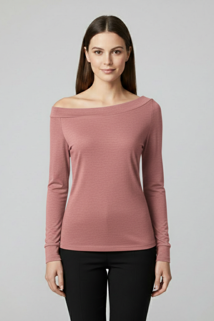 Women’s Top with Off-Shoulder Neckline and Long Sleeves
