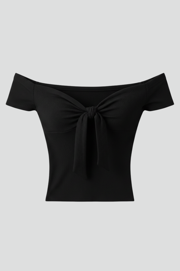 Women’s Top with Off-Shoulder Neckline and Short Sleeves
