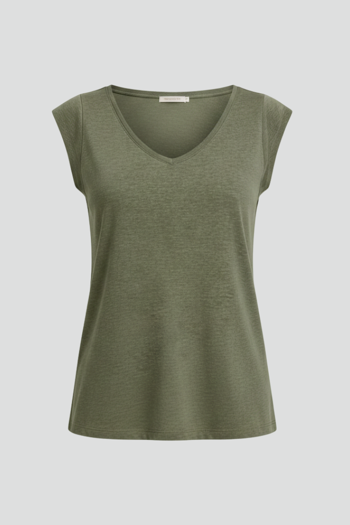 Women’s Top with V-Neckline and Cap Sleeves