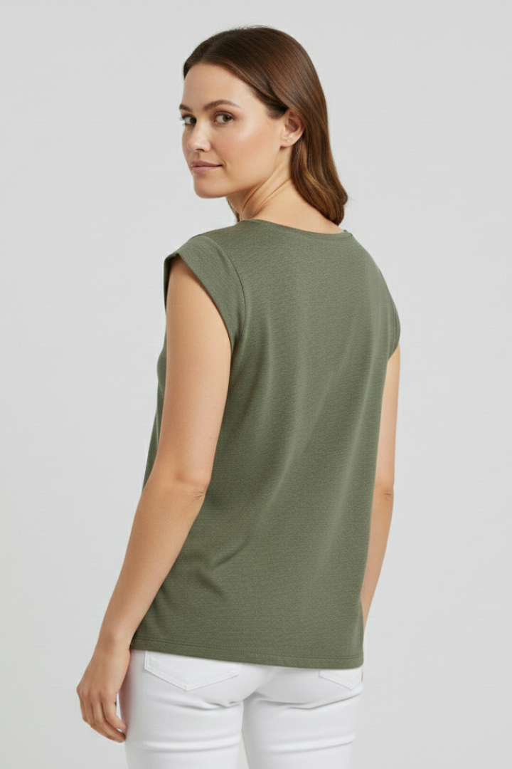 Women’s Top with V-Neckline and Cap Sleeves
