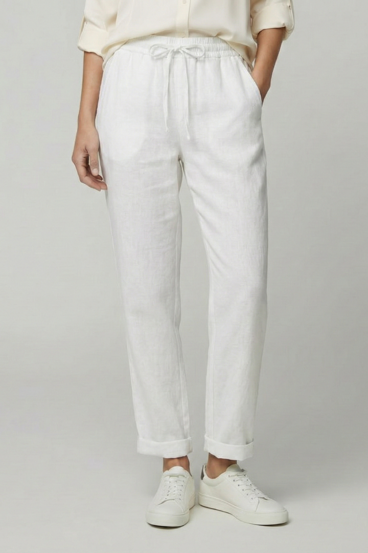 Women’s Trousers with Drawstring Waist and Turned Hem