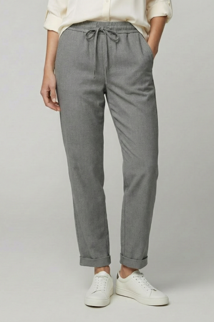Women’s Trousers with Drawstring Waist and Turned Hem