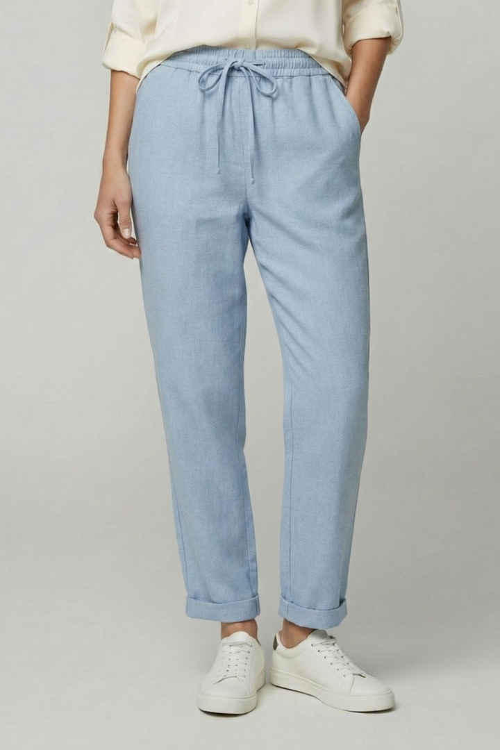 Women’s Trousers with Drawstring Waist and Turned Hem