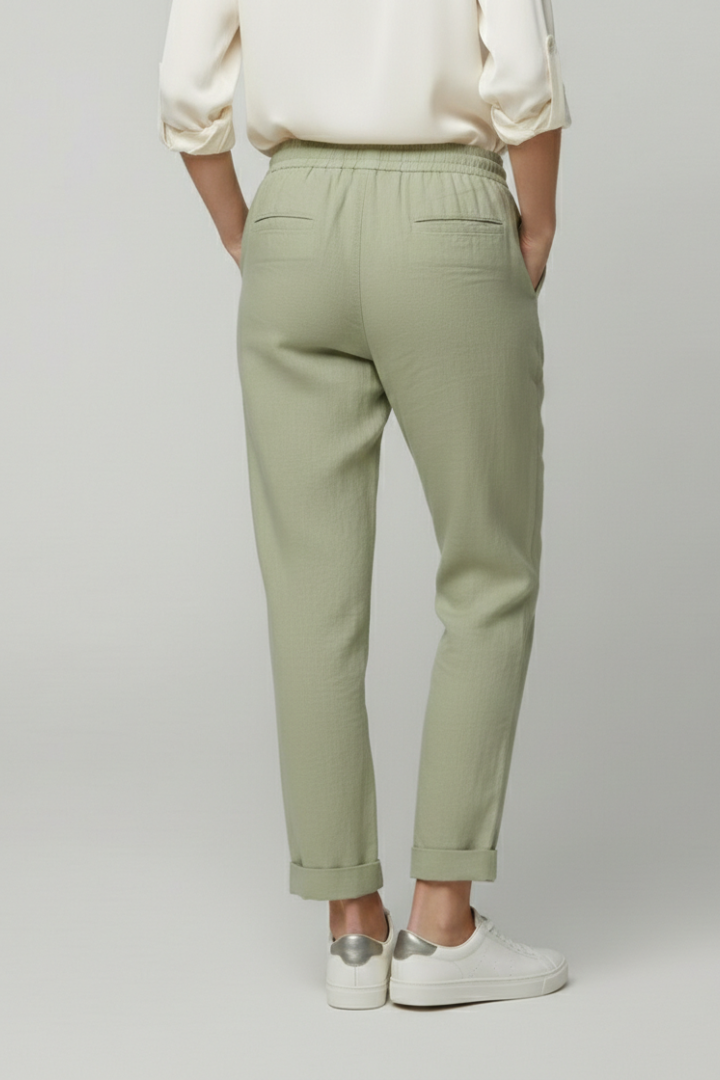 Women’s Trousers with Drawstring Waist and Turned Hem