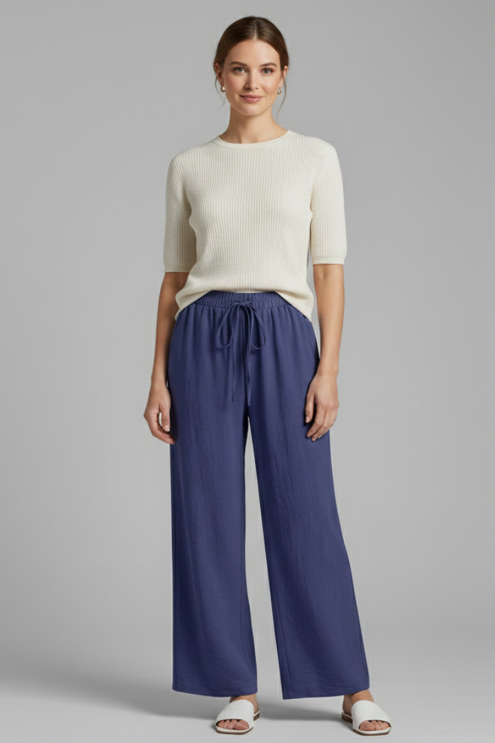 Women’s Trousers with Drawstring Waist and Wide Legs