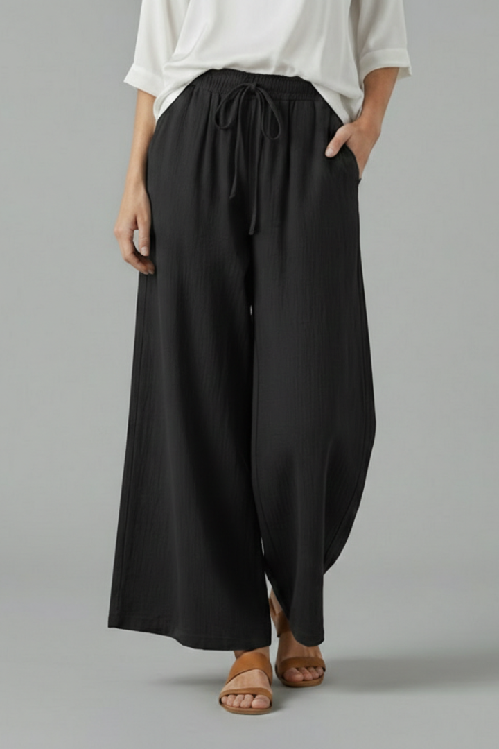 Women’s Trousers with Drawstring and Wide Legs