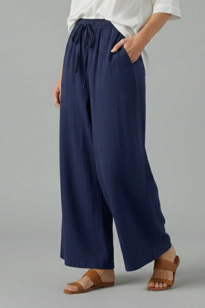 Women’s Trousers with Drawstring and Wide Legs