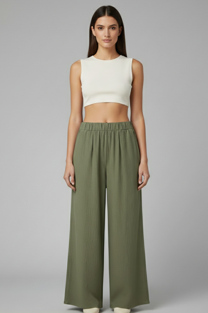Women’s Trousers with Elastic Waist and Side Pockets