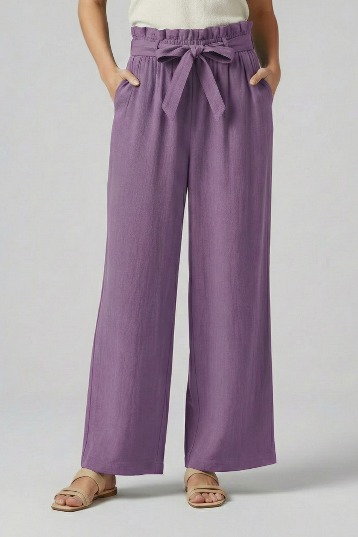 Women’s Trousers with Elastic Waist and Tie Belt