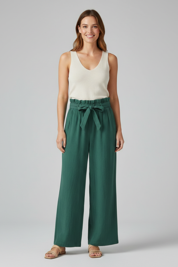Women’s Trousers with Elastic Waist and Tie Belt