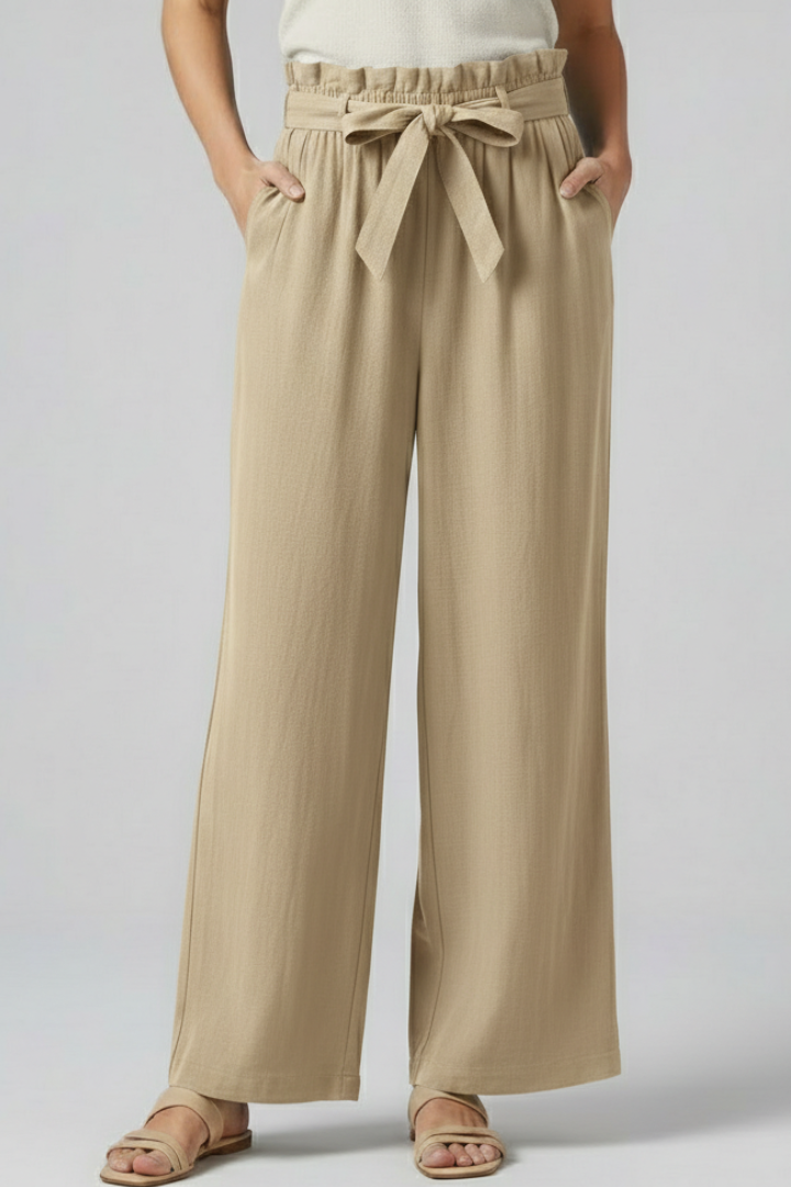Women’s Trousers with Elastic Waist and Tie Belt