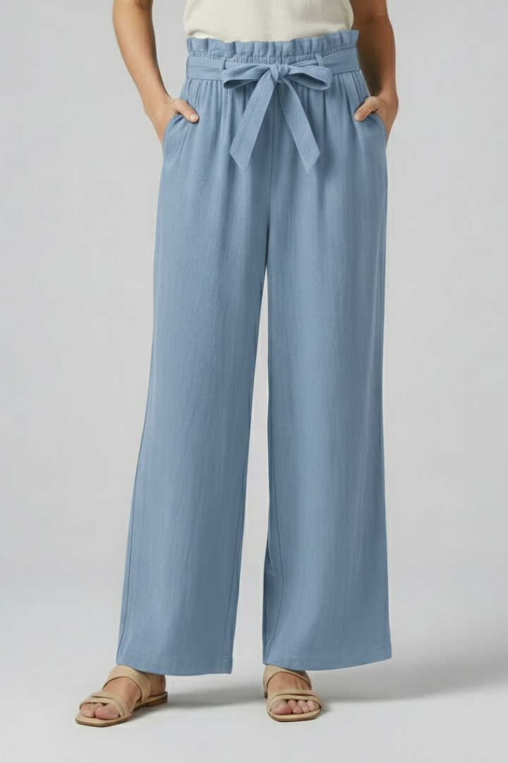 Women’s Trousers with Elastic Waist and Tie Belt