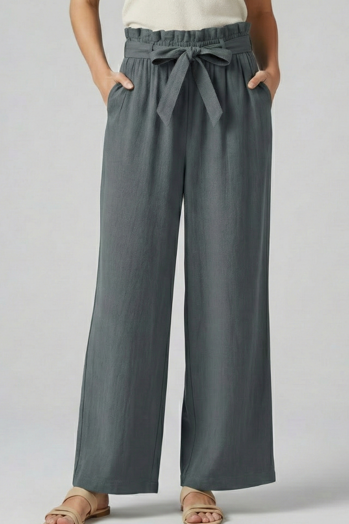 Women’s Trousers with Elastic Waist and Tie Belt
