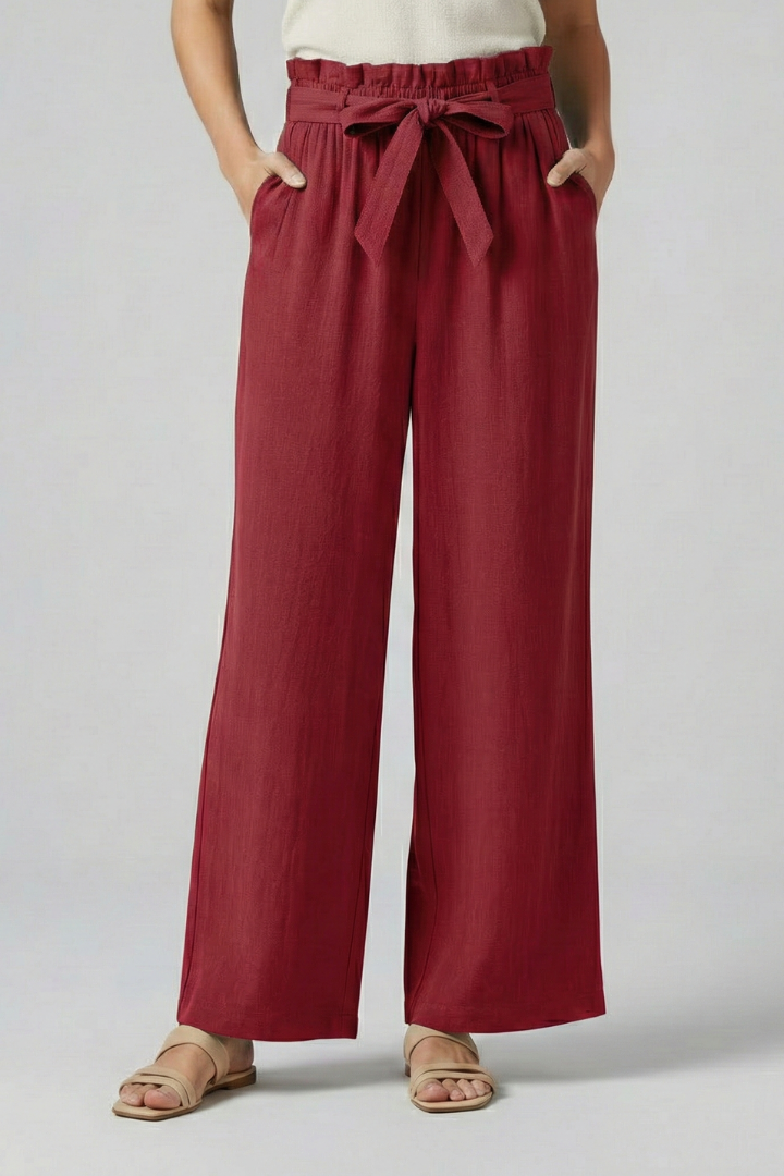 Women’s Trousers with Elastic Waist and Tie Belt