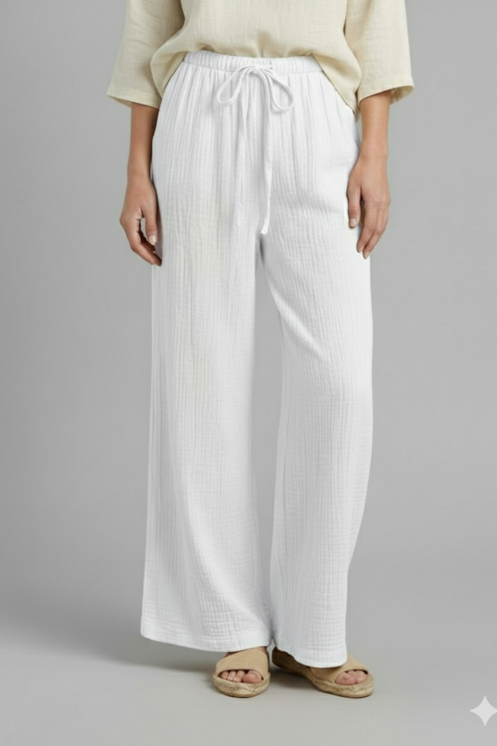 Women’s Trousers with Elastic Waist and Wide Legs