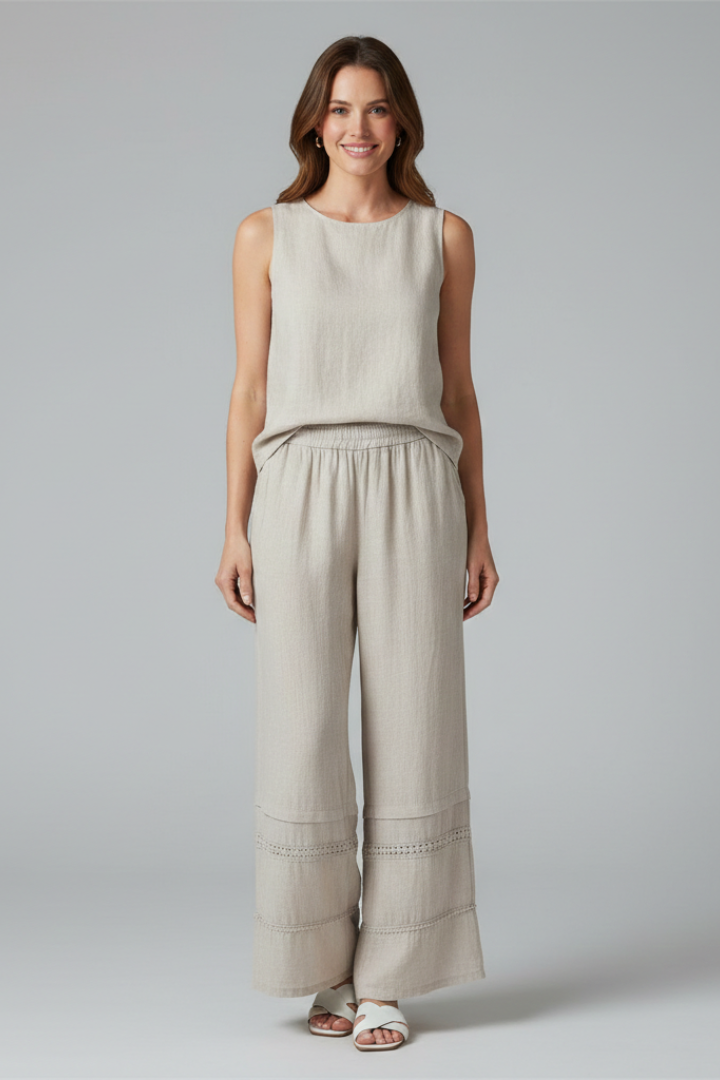 Women’s Trousers with Elastic Waistband and Wide Legs