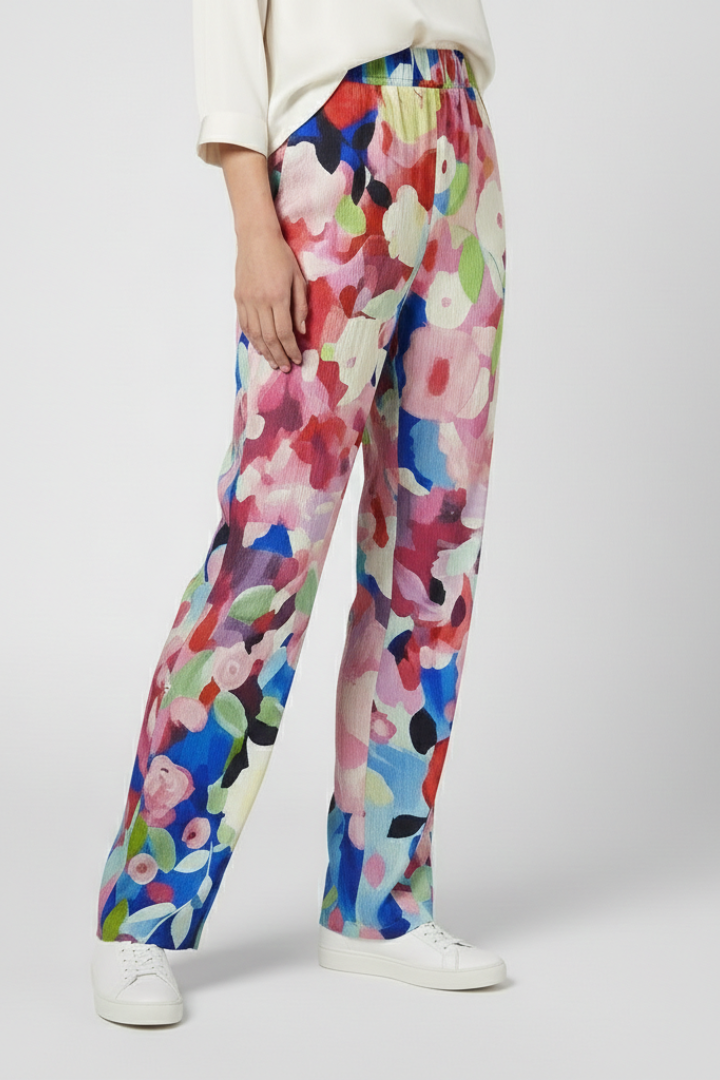 Women’s Trousers with Floral Print and Side Pockets