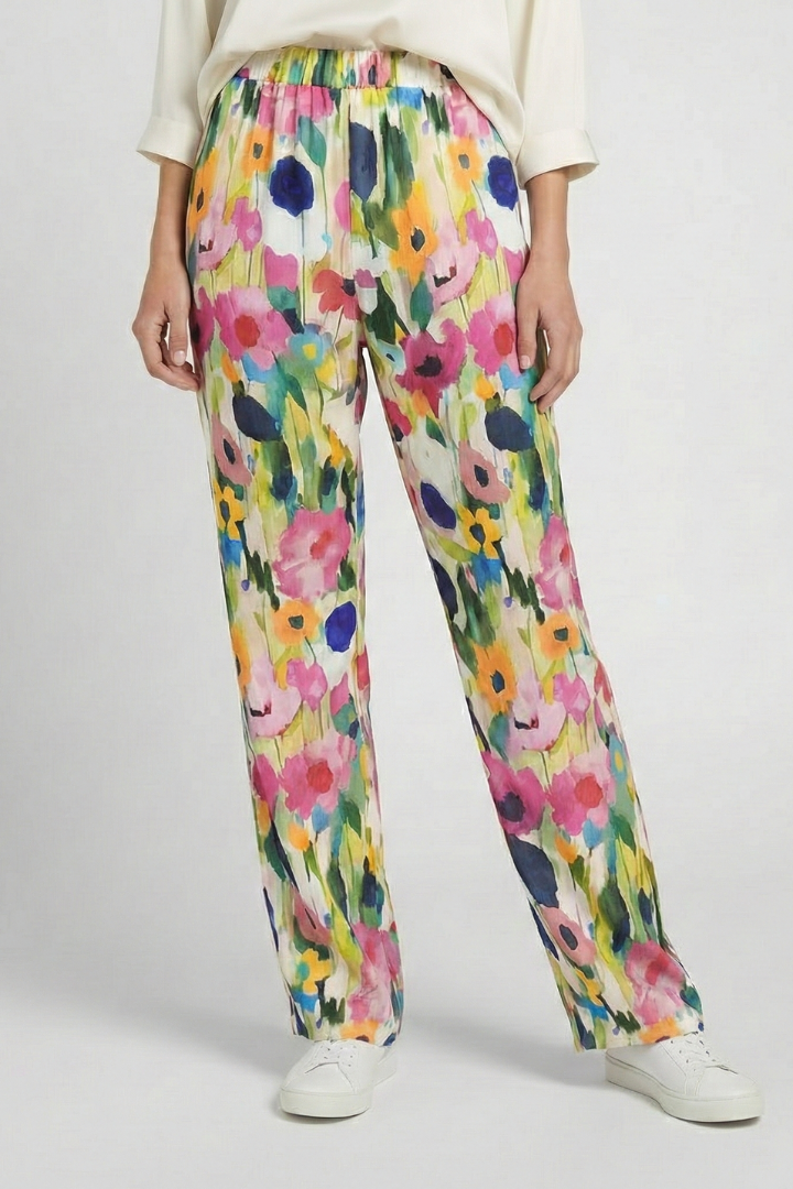 Women’s Trousers with Floral Print and Side Pockets