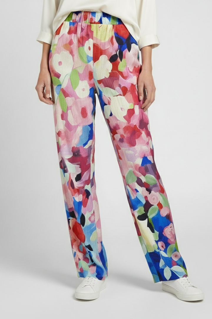 Women’s Trousers with Floral Print and Side Pockets