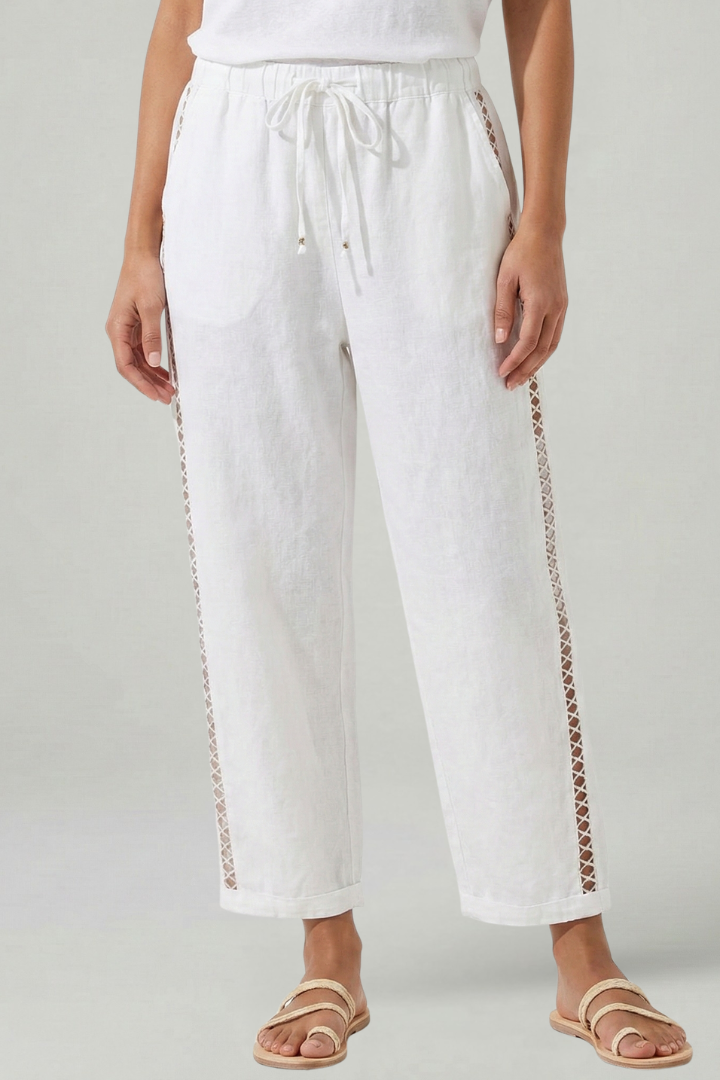 Women’s Trousers with Side Buttons and Straight Legs