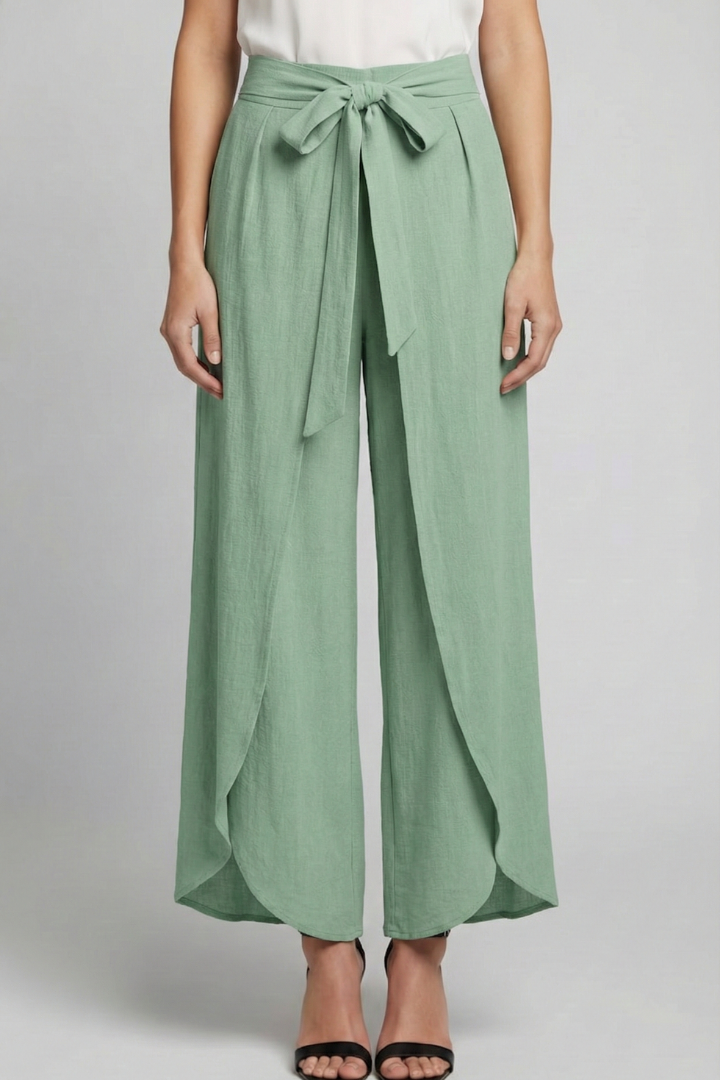 Women’s Trousers with Tie Waist and Wide Legs