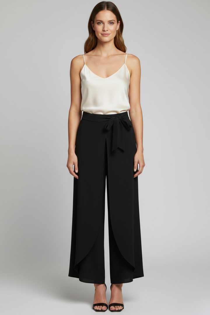 Women’s Trousers with Tie Waist and Wide Legs