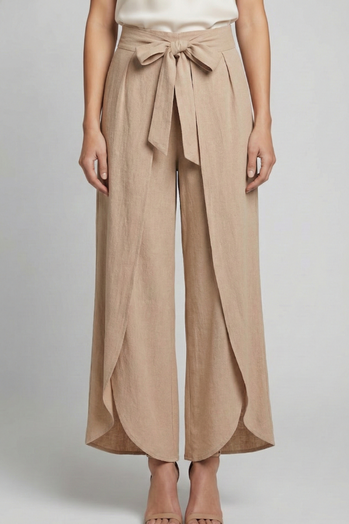 Women’s Trousers with Tie Waist and Wide Legs