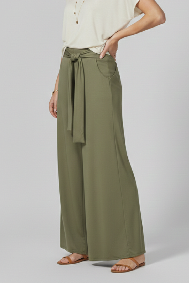 Women’s Trousers with Tie Waist and Wide Legs