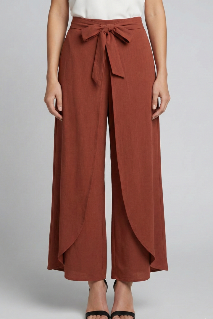 Women’s Trousers with Tie Waist and Wide Legs