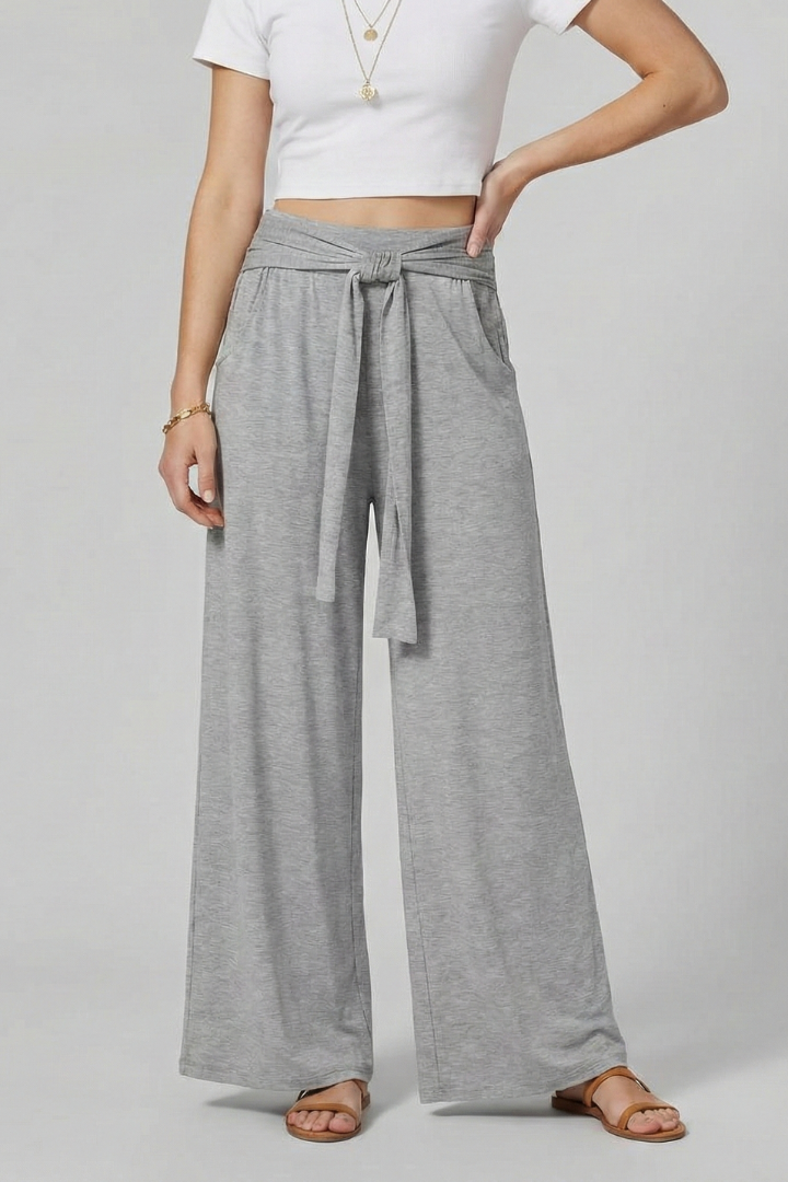 Women’s Trousers with Tie Waist and Wide Legs