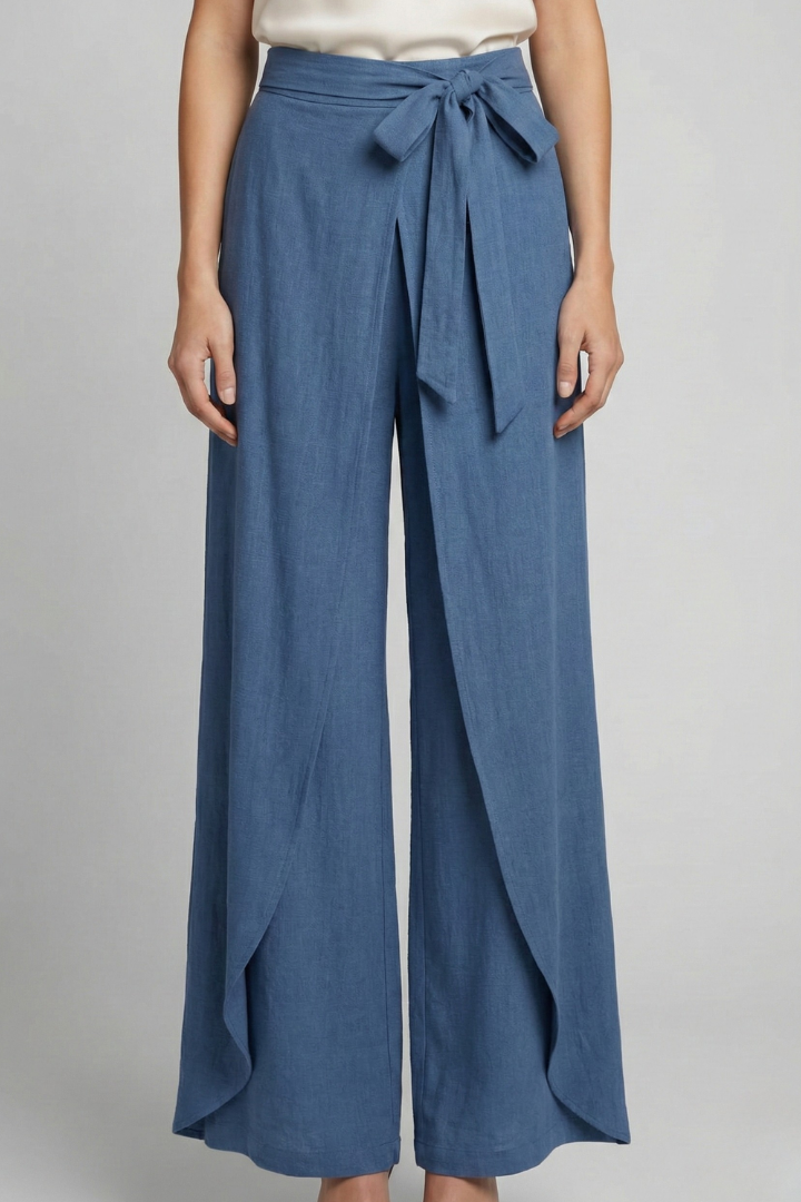 Women’s Trousers with Tie Waist and Wide Legs