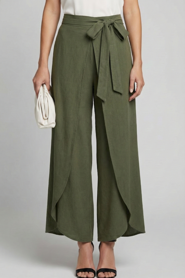 Women’s Trousers with Tie Waist and Wide Legs