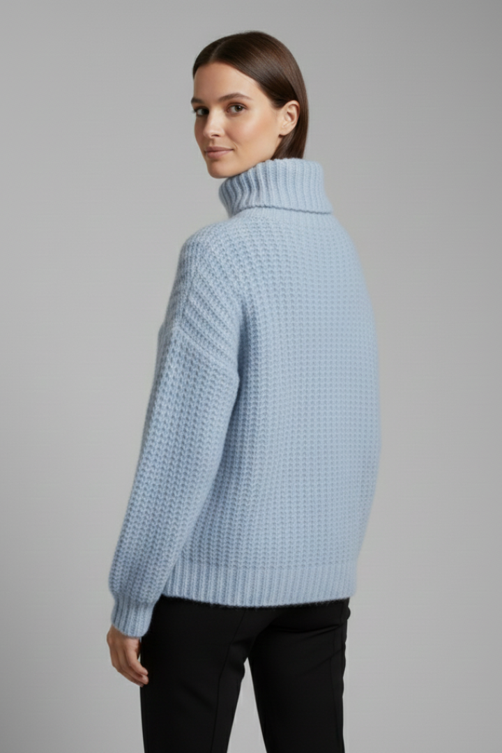 Women’s Turtleneck Jumper with Ribbed Knit and Wide Sleeves