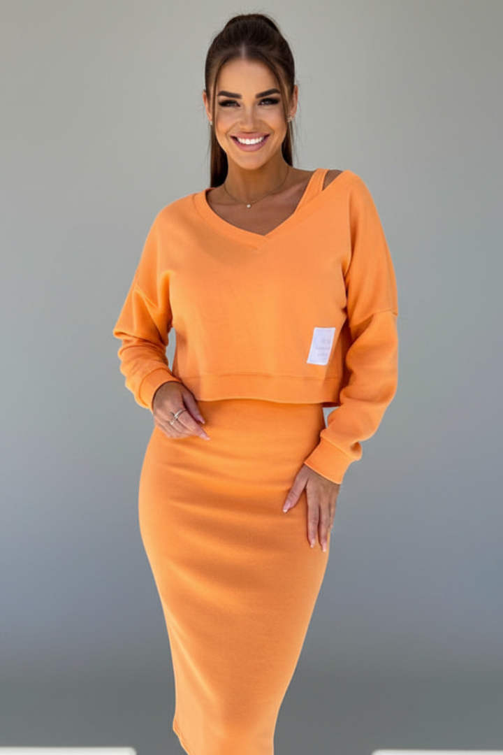 Women’s Two-Piece Set with Crew Neck and Elastic Waist