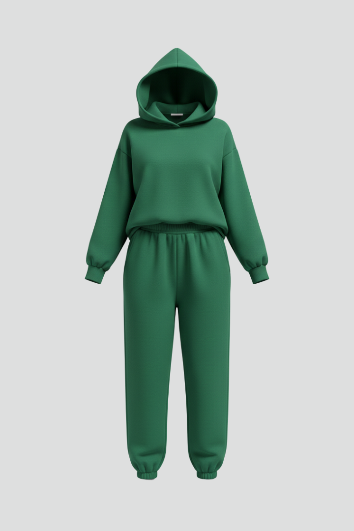 Women’s Two-Piece Set with Hoodie and Elastic Waist Trousers