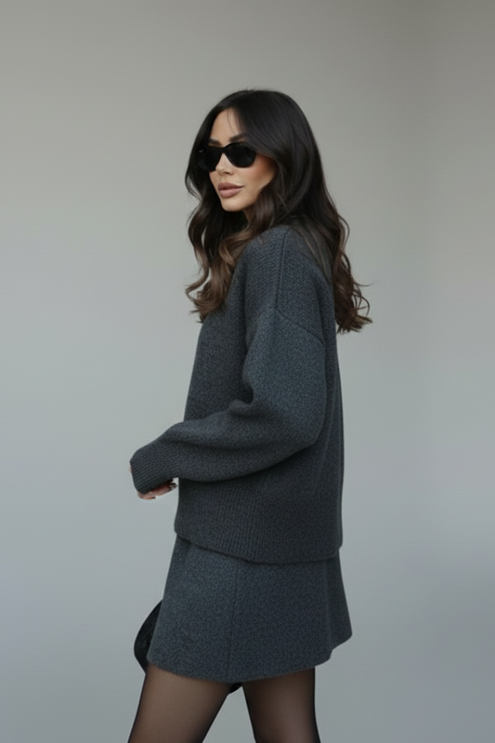 Women’s Two-Piece Set with Sweater and Skirt