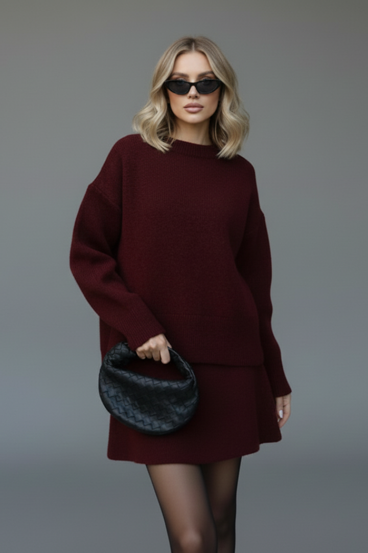 Women’s Two-Piece Set with Sweater and Skirt