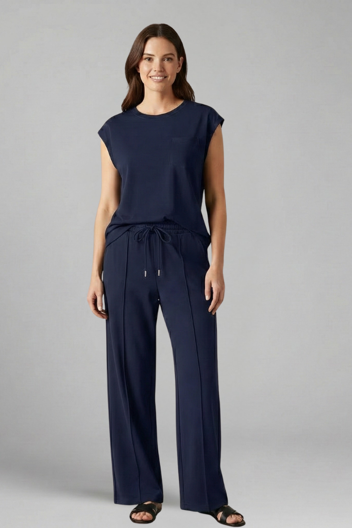 Women’s Two Piece Set with Cap Sleeves and Drawstring Waist