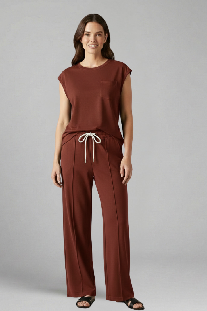 Women’s Two Piece Set with Cap Sleeves and Drawstring Waist