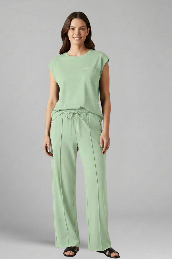 Women’s Two Piece Set with Cap Sleeves and Drawstring Waist