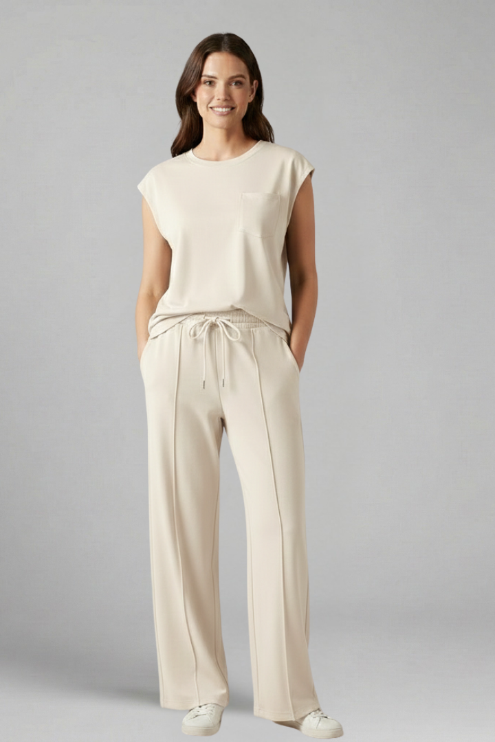 Women’s Two Piece Set with Cap Sleeves and Drawstring Waist